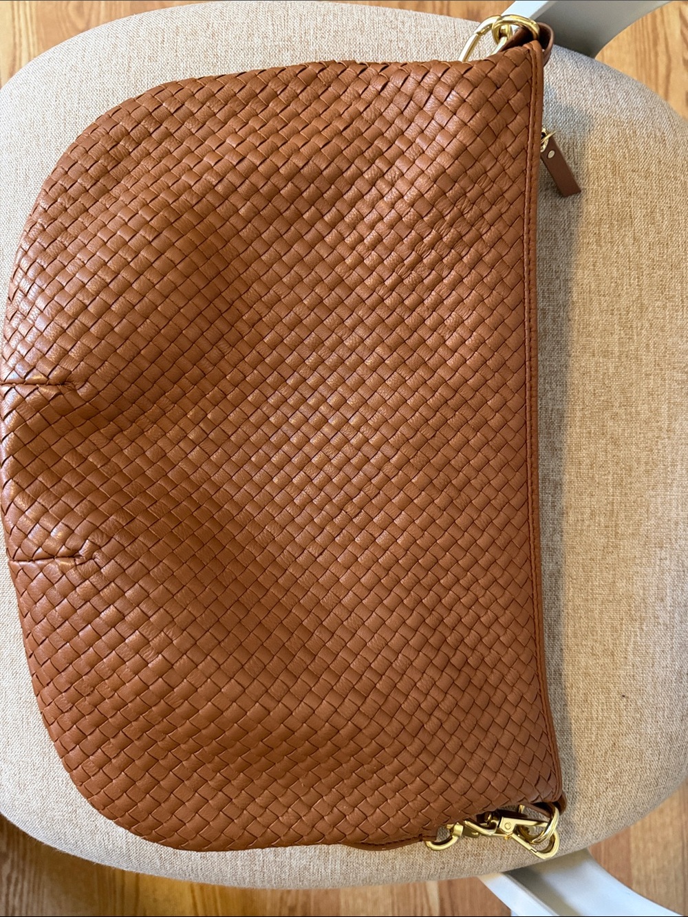 Quince Sloane Handwoven Shoulder Bag in Cognac - Picture 11 of 12